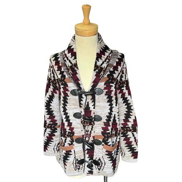 Vintage Aztec Tribal Toggle Tapestry Women's Jacket. Size Medium - Picture 1 of 10